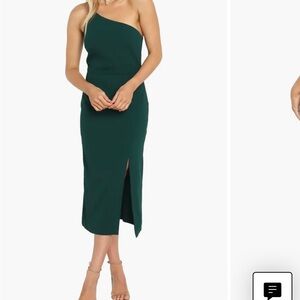 Petal & Pup One-Shoulder Midi Dress in Emerald